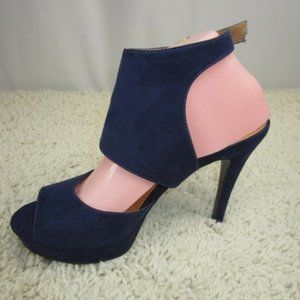 Blue Suede Nine West Sandaled  Heels 8.5